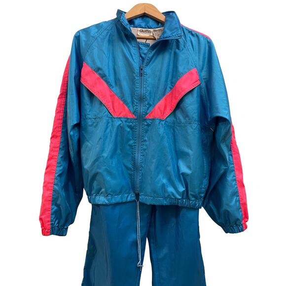 Vintage Dolfin Tracksuit M | Blue Pink Windbreaker Set, 80s 90s Retro Vibes - Picture 12 of 13